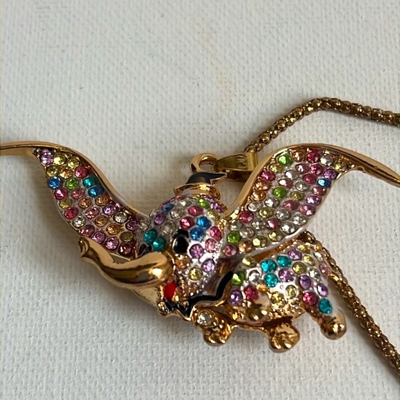 NWT Betsey Johnson Elephant Multi-Color Crystal and Enamel Gold Tone Necklace - Picture 4 of 7